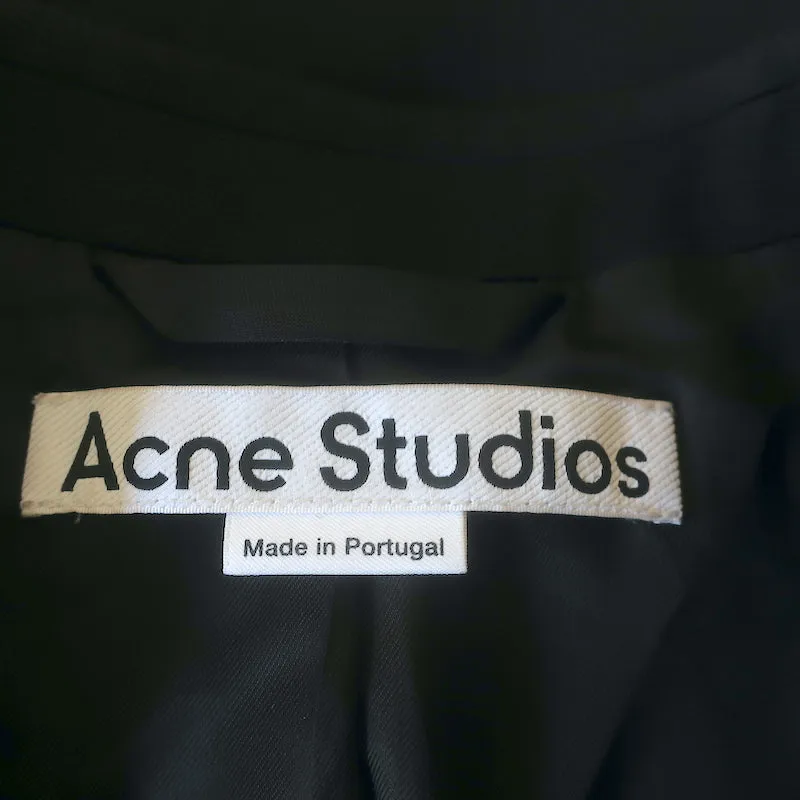 ACNE Studios Button-Cuff Blazer Black Wool Crepe Size 40 Single Breasted Jacket