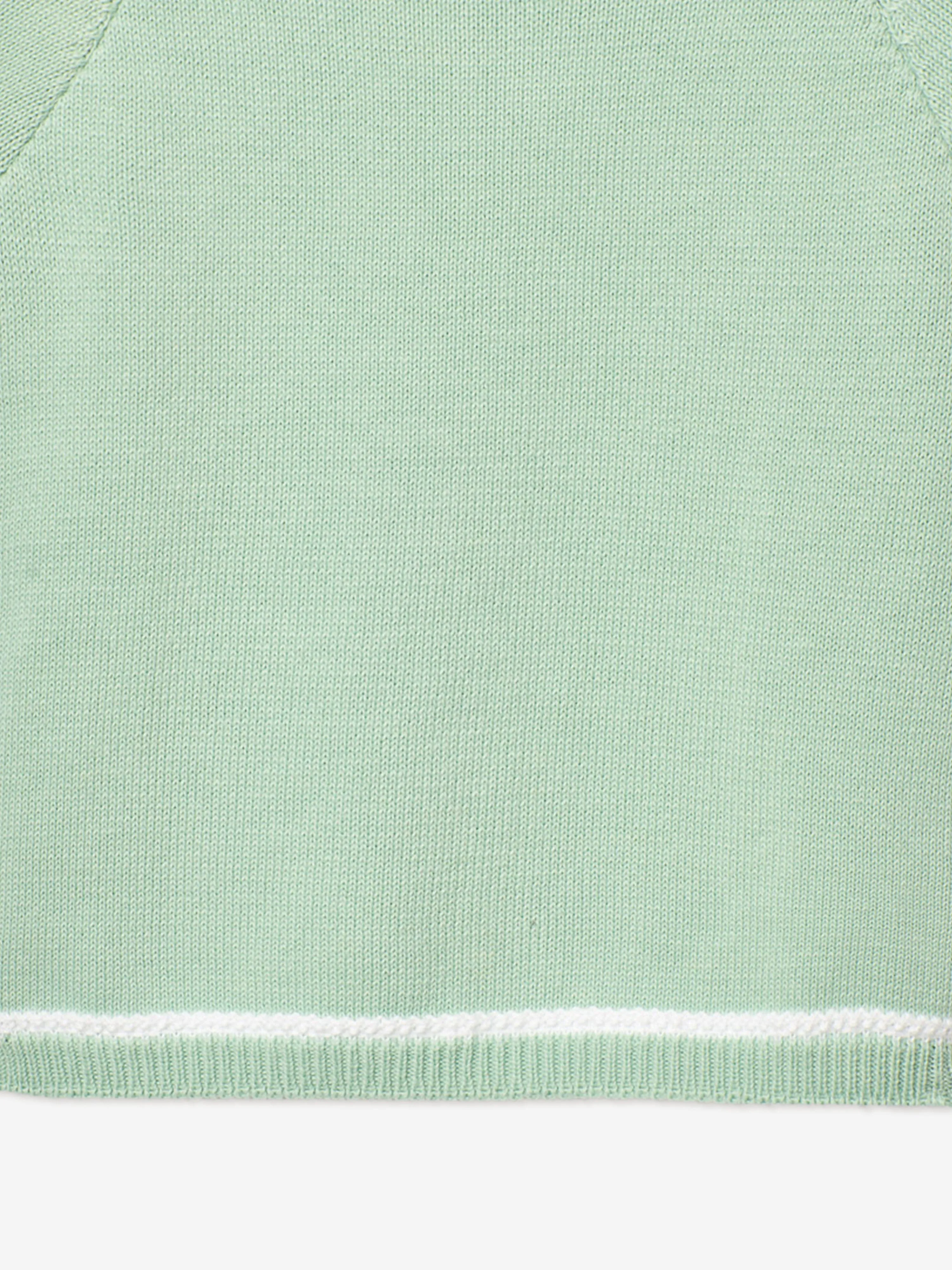 Boys Knitted Polo Shirt in Green