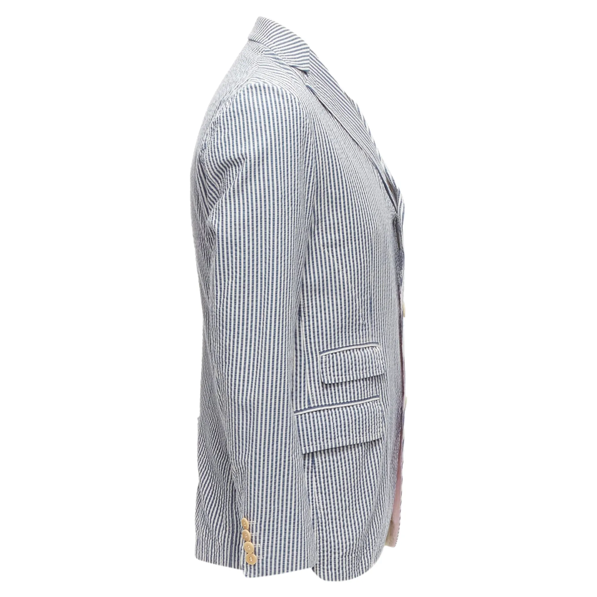 Junya Watanabe Man striped seersucker cotton blazer jacket