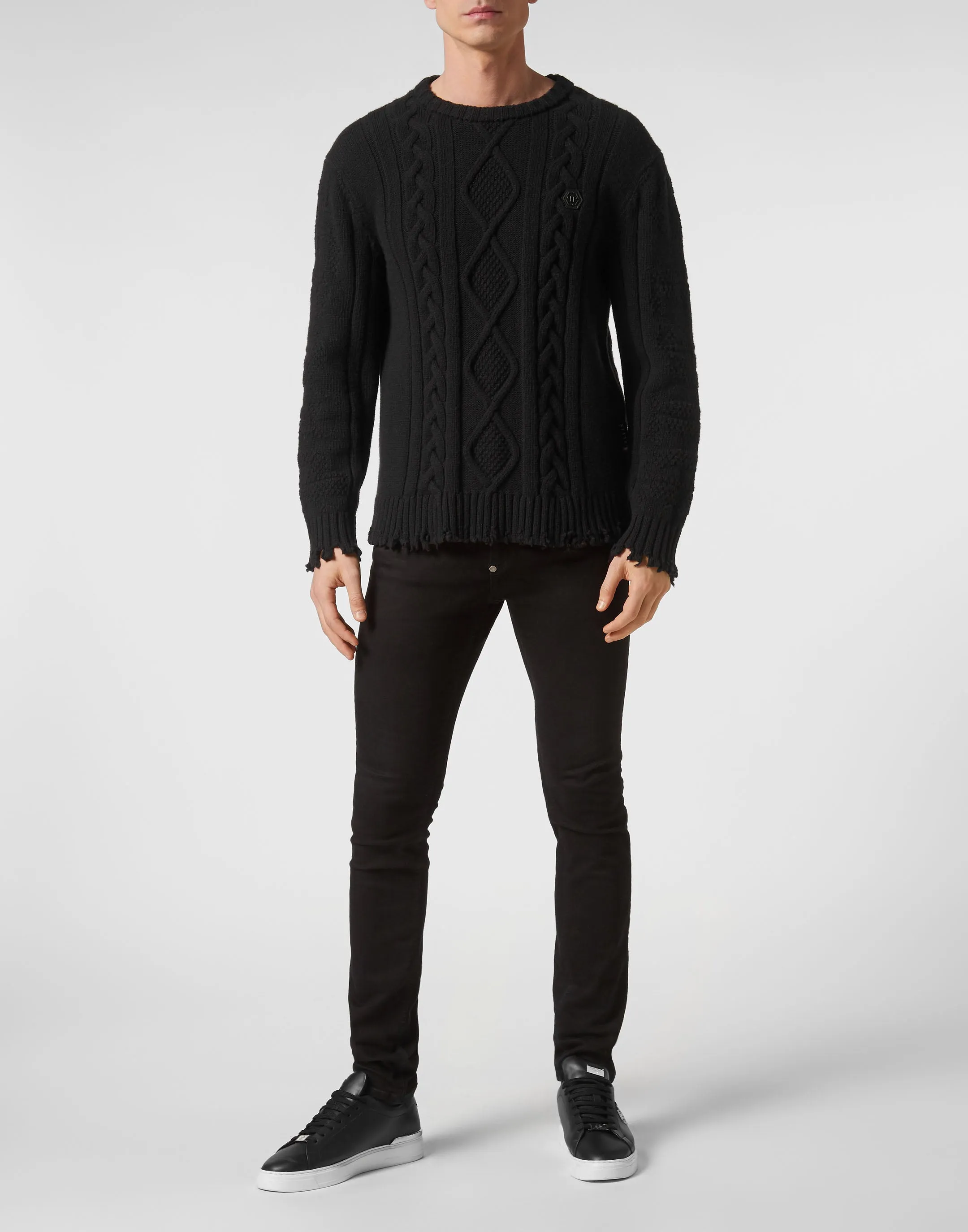 Lambswool Pullover Round Neck LS Skull&amp;Bones