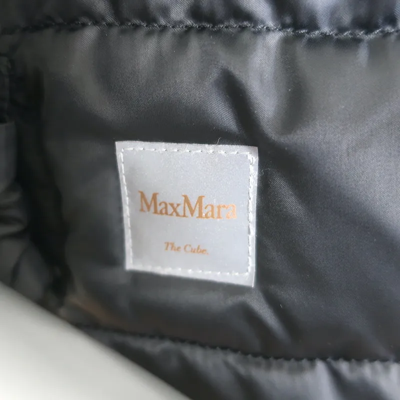 Max Mara The Cube Reversible Fur-Trimmed Hooded Down Puffer Vest Black Size 6