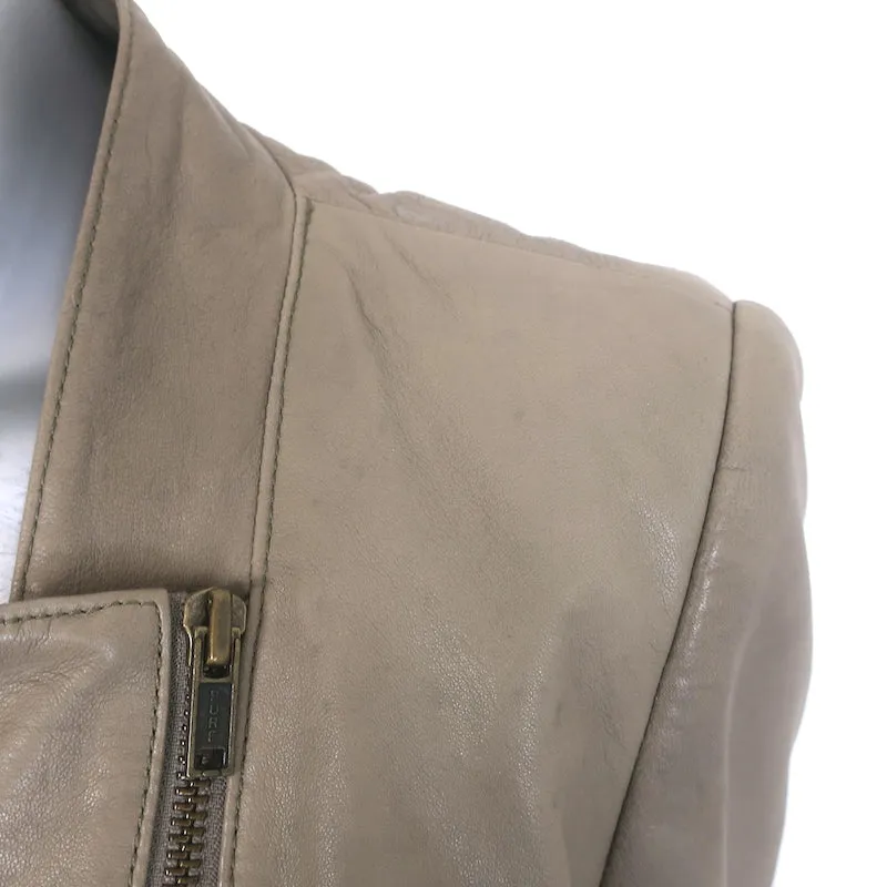 Pure DKNY Draped Leather Jacket Taupe Size Large
