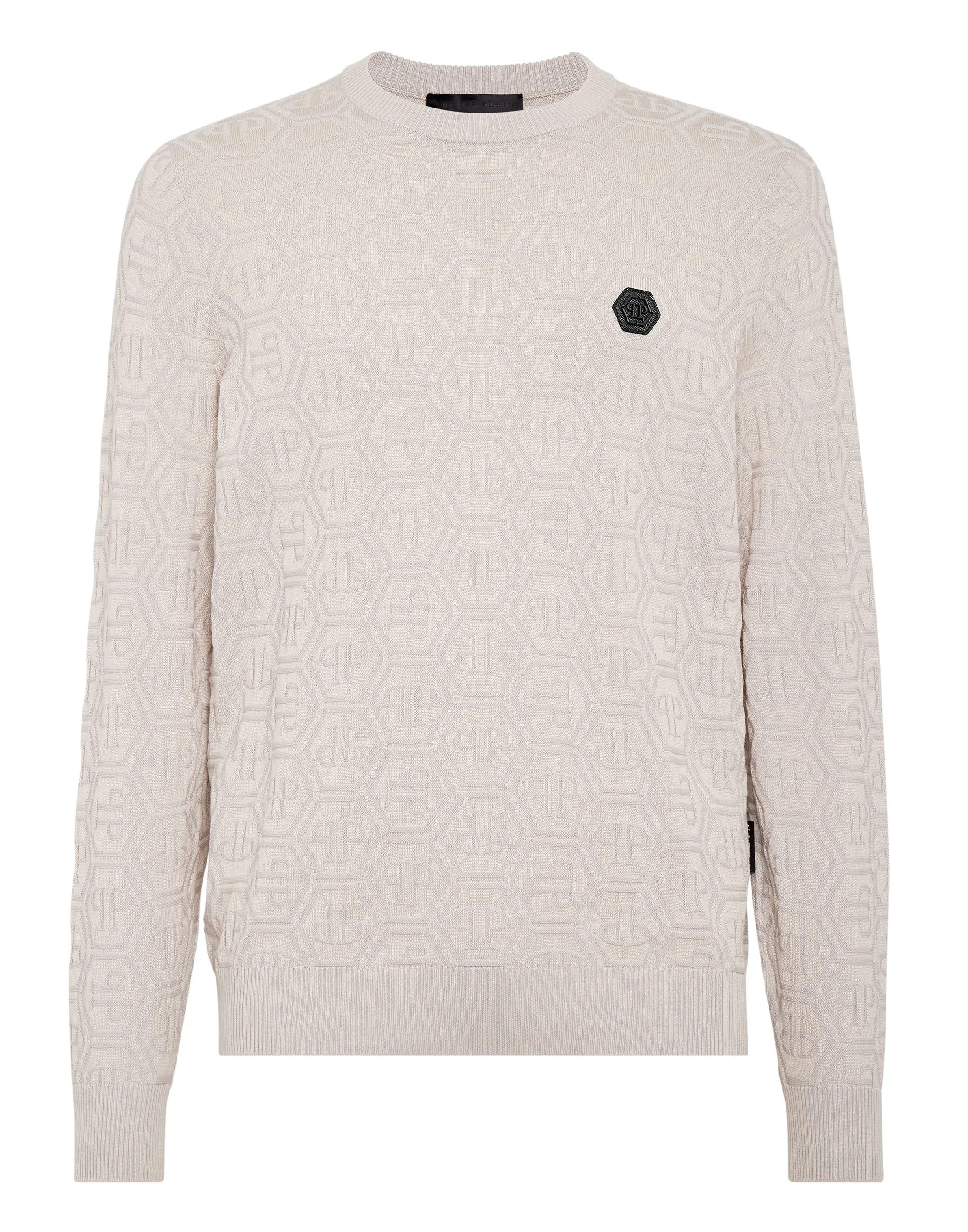 Silk/Wool Pullover LS Monogram