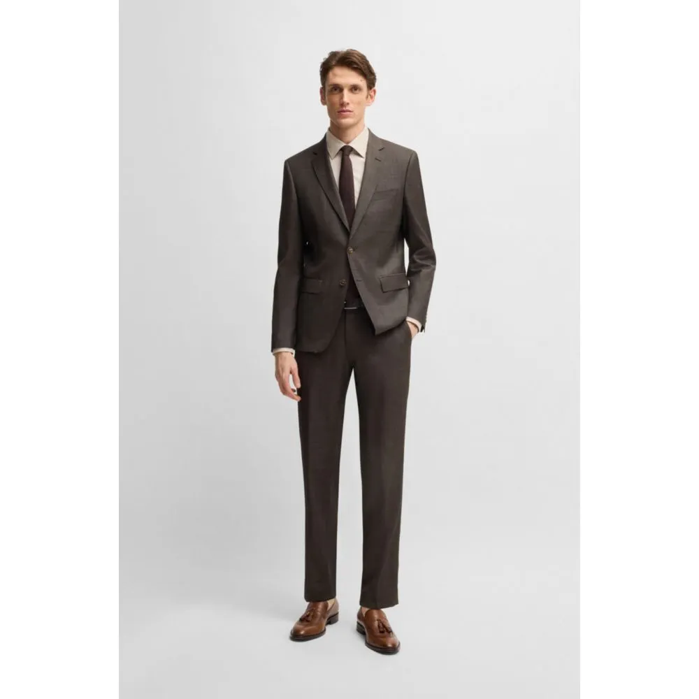 Slim-fit suit in micro-patterned stretch virgin wool