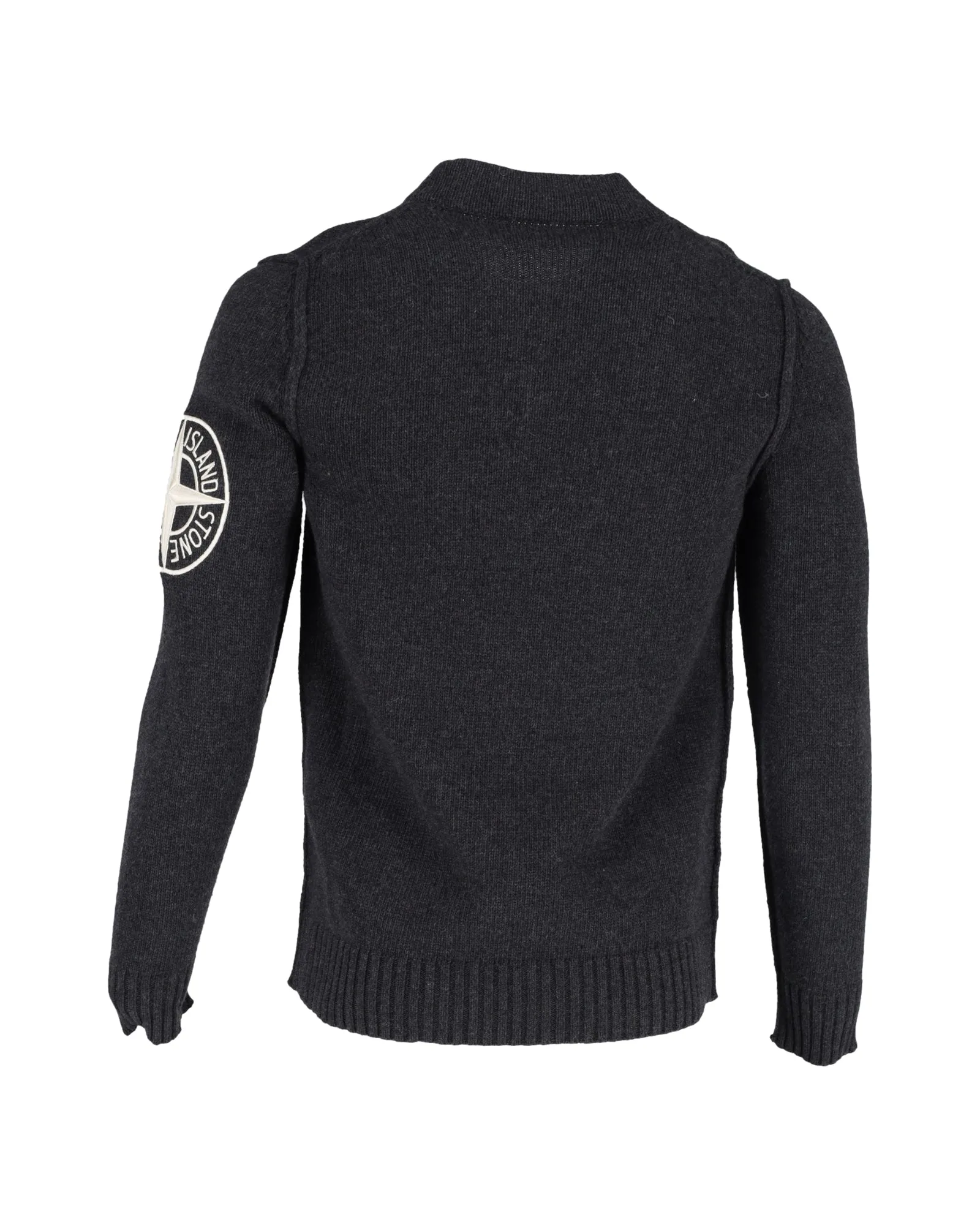 Stone Island Logo Embroidered Sweater in Grey Wool