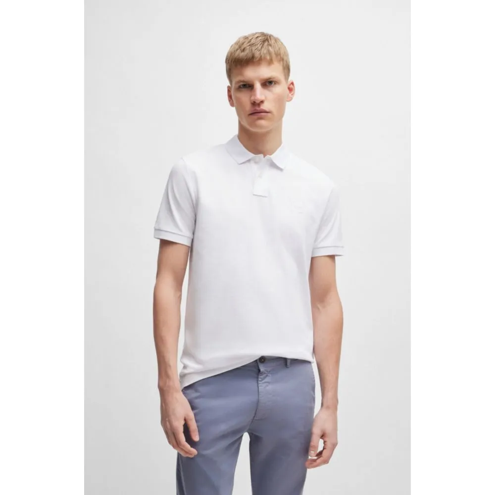Stretch-cotton slim-fit polo shirt with logo patch