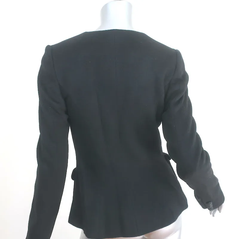 Thakoon Ruffle Jacket Black Wool-Angora Size 6