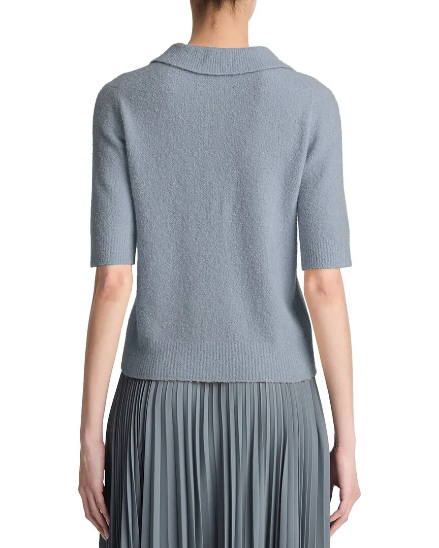 Vince Soft Boucle Silk & Cashmere-Blend Polo Shirt